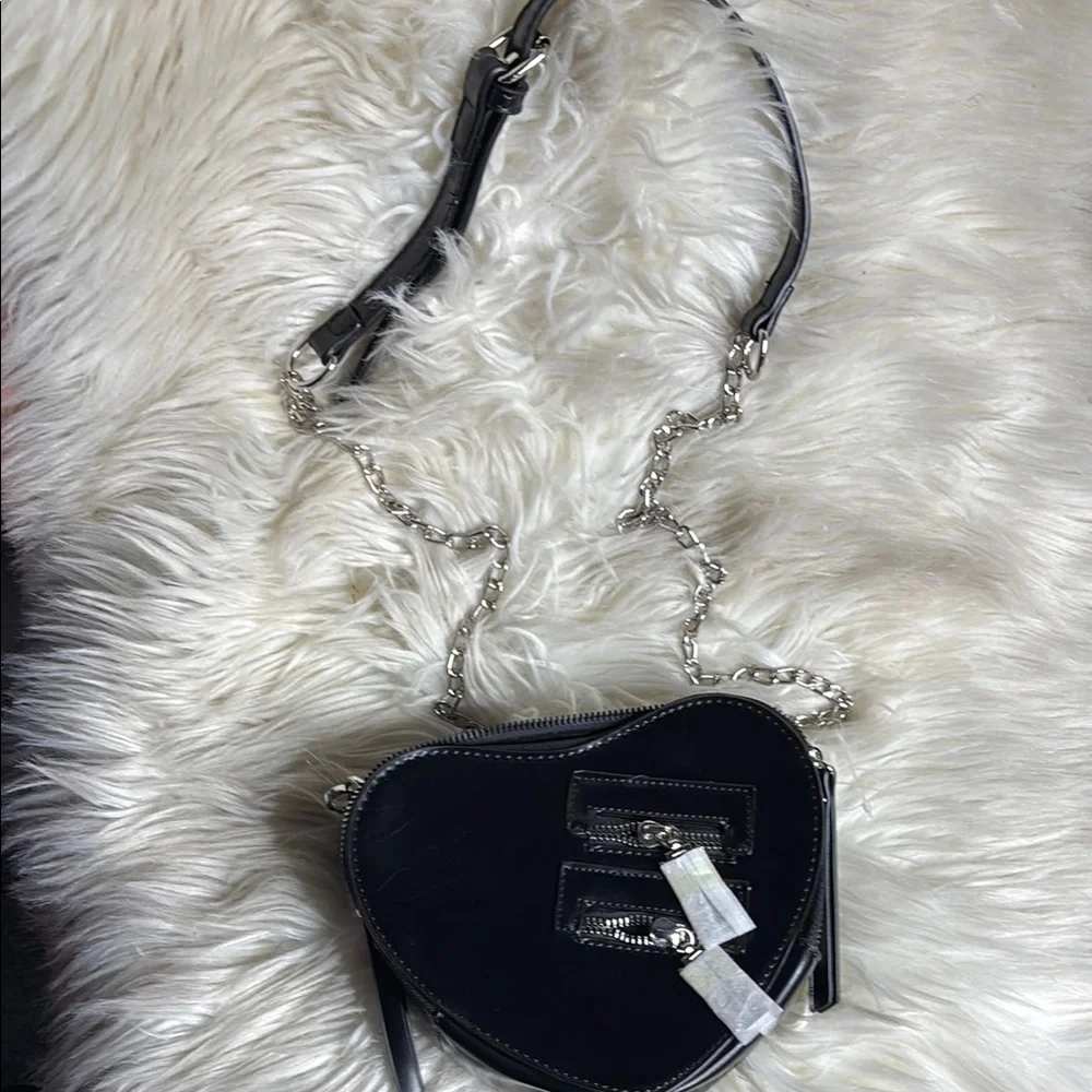 Black Crossbody Bag with Chain Link Strap